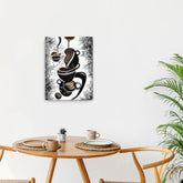 Mysterious Brew - Canvas - The product is placed in a minimalist ambiance with a set table and plants - Cafetitude Wall Art
